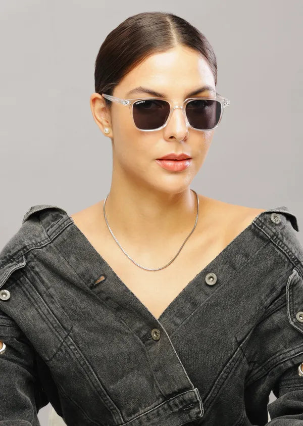 Minimal UV Protected White Black Wayfarer Sunglasses For Men & Women- FunkyTradition