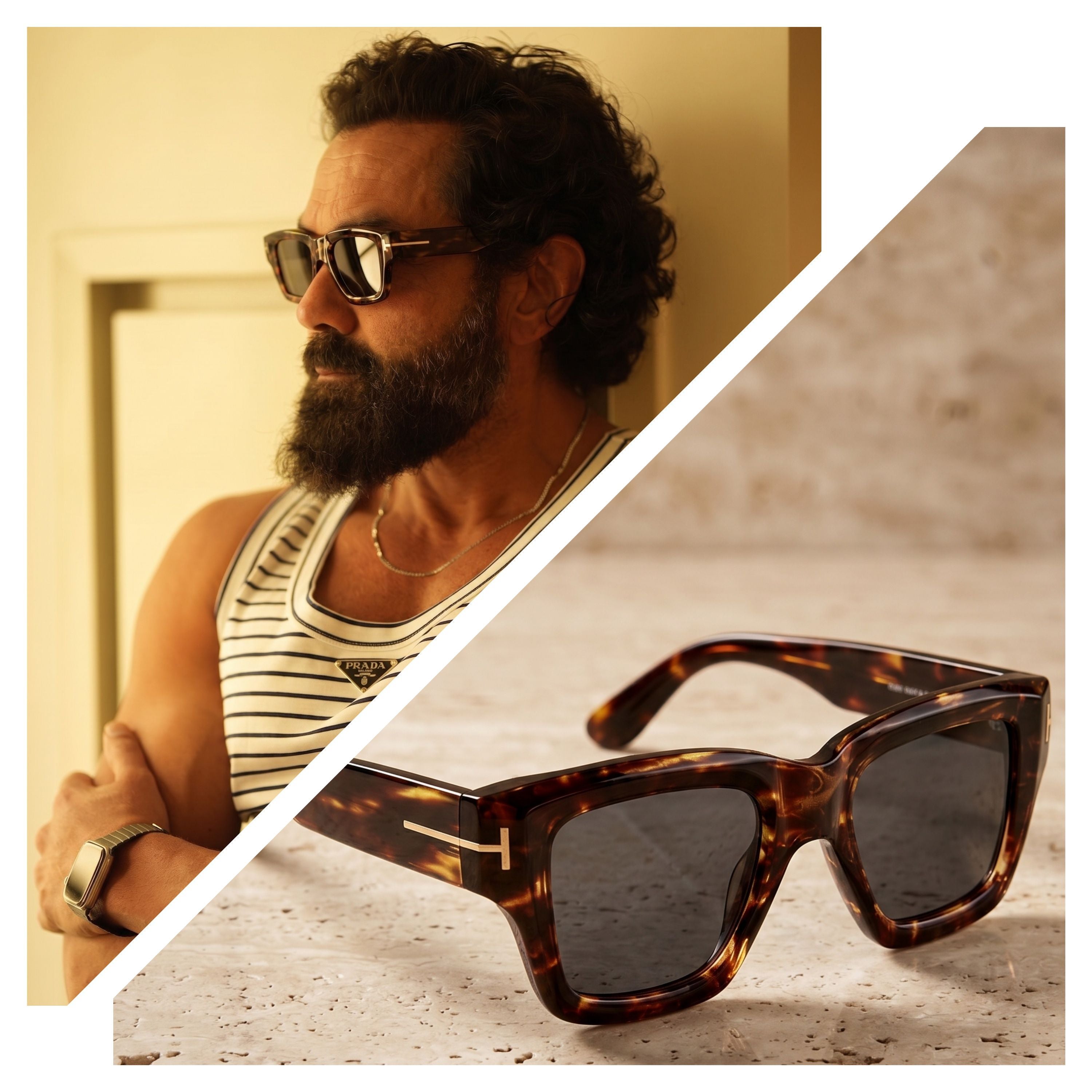 Bobby Deol Inspired Havana Tortoise Luxury Sunglasses for Men & Women – Premium Square UV400 Shades