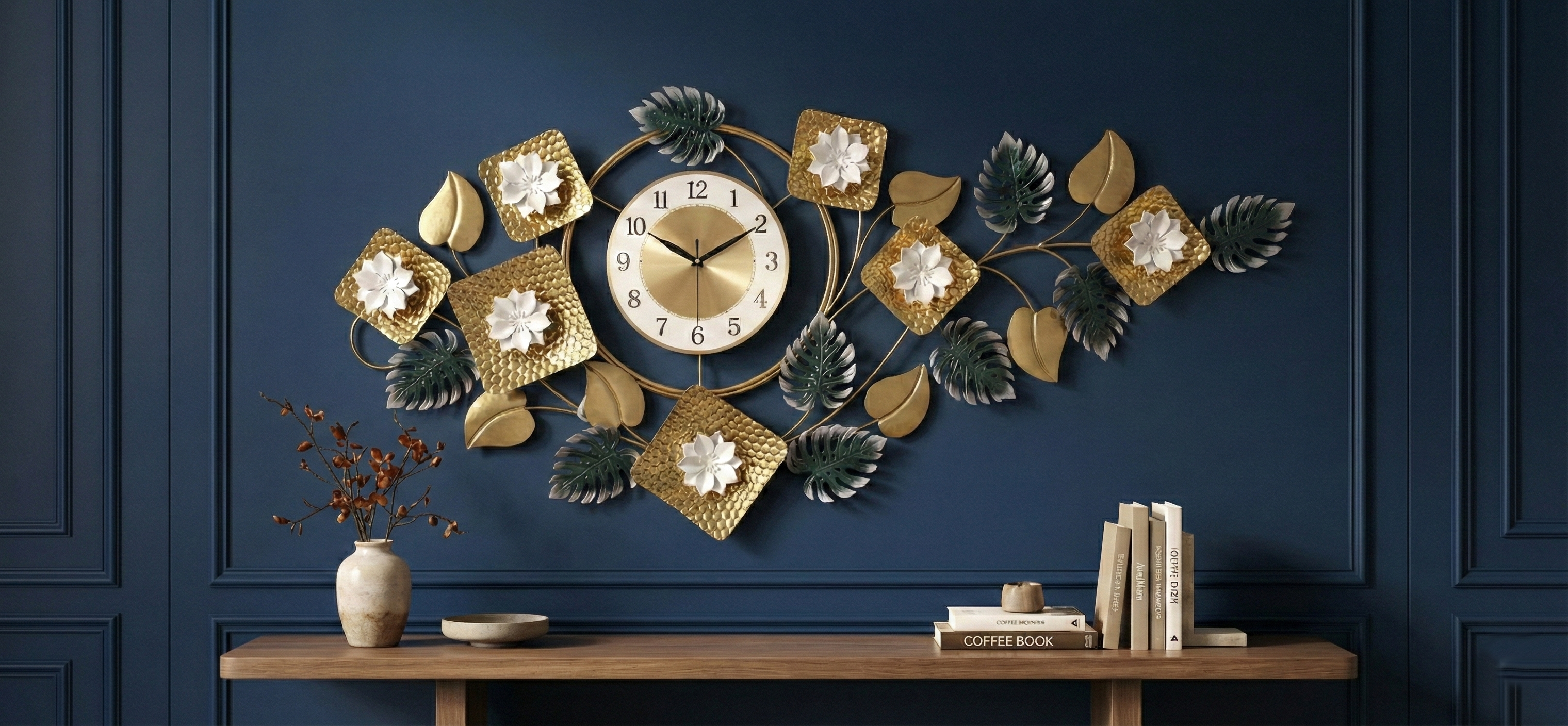 Modern handcrafted iron wall clock close up details FunkyTradition