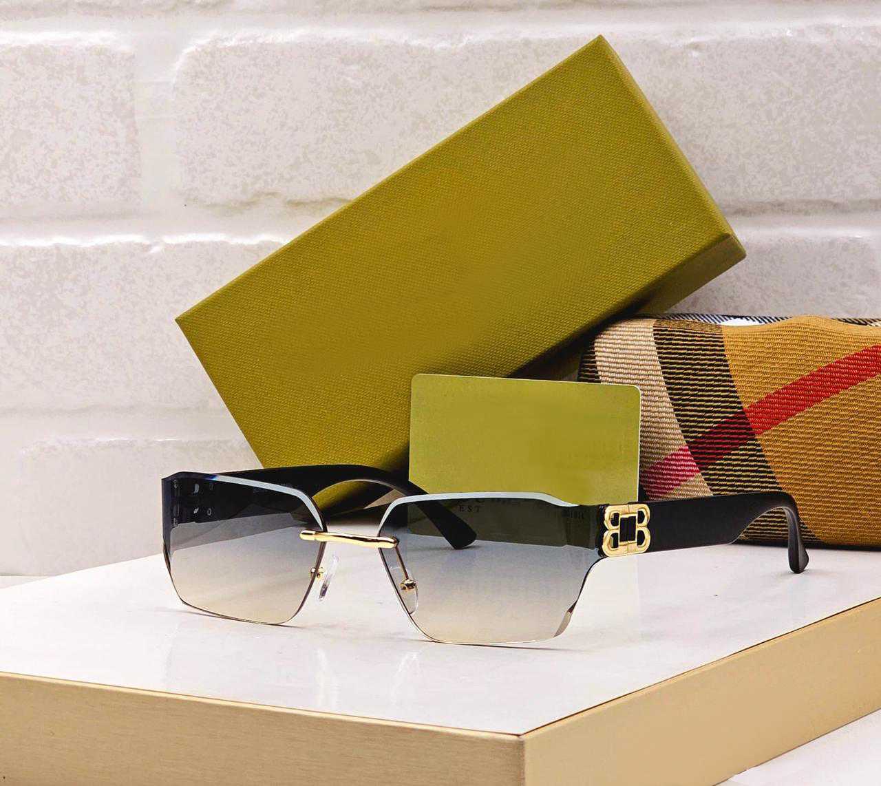 Luxury Semi-Rimless Square Sunglasses with Gold Side Detail - FunkyTradition