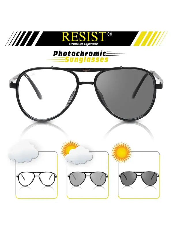 Photochromic and UV-Protected Black Aviator Sunglasses for Men & Women- FunkyTradition
