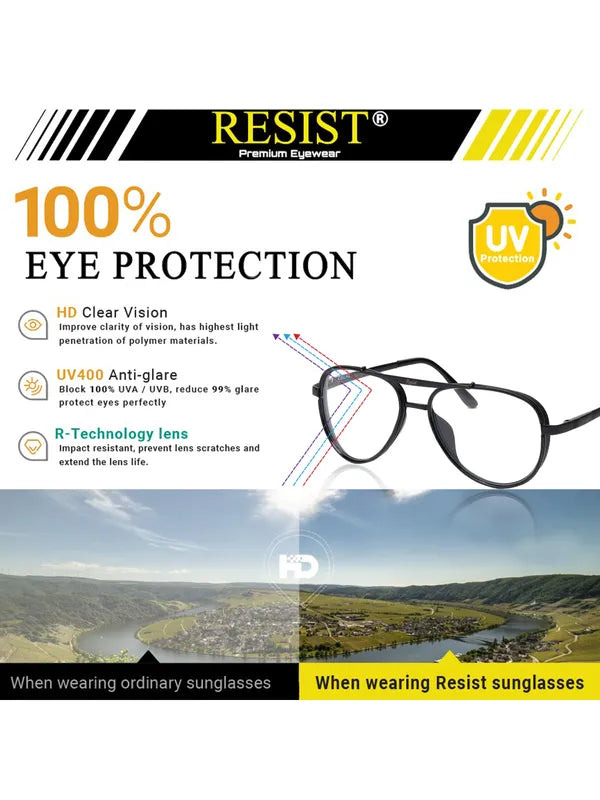 Photochromic and UV-Protected Black Aviator Sunglasses for Men & Women- FunkyTradition