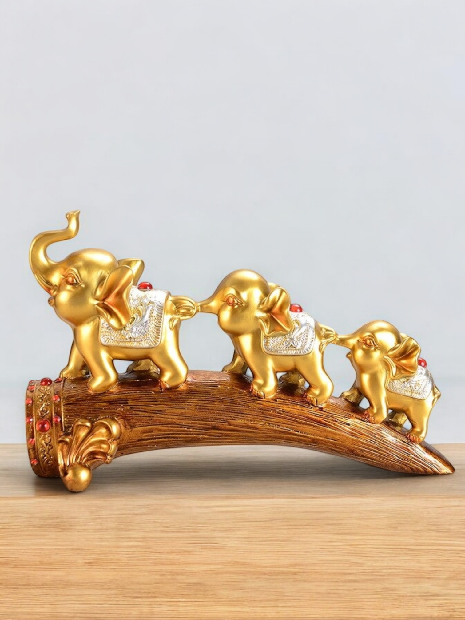 Three Elephant Sculpture Figurines Statue for TV Cabinet Bookshelf Bedroom Decorative Showpiece Animal Figurine- FunkyTradition