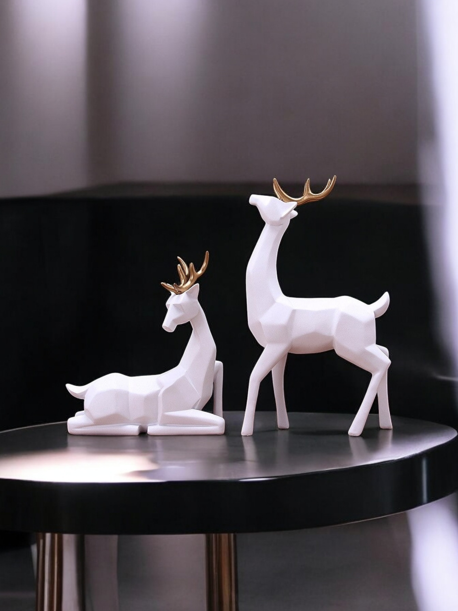 Deer Sculpture in White Decorative Showpiece Animal Figurine- FunkyTradition
