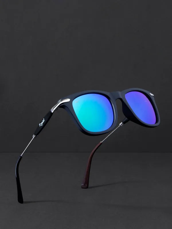 Polarised And UV Protected Silver Green Reflector Wayfarer Sunglasses For Men & Women- FunkyTradition