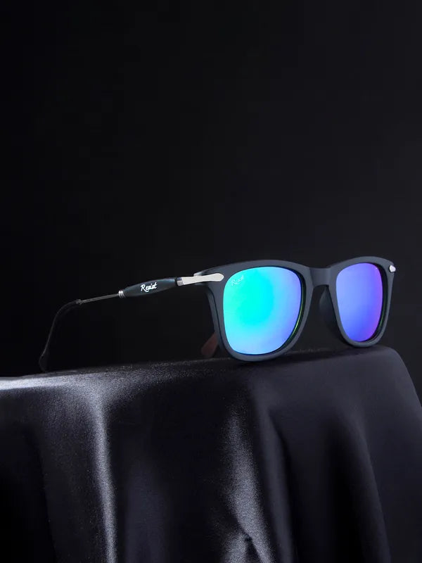 Polarised And UV Protected Silver Green Reflector Wayfarer Sunglasses For Men & Women- FunkyTradition