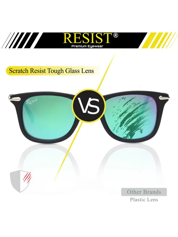 Polarised And UV Protected Silver Green Reflector Wayfarer Sunglasses For Men & Women- FunkyTradition