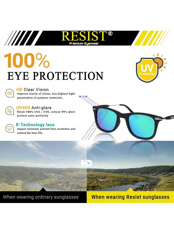 Polarised And UV Protected Silver Green Reflector Wayfarer Sunglasses For Men & Women- FunkyTradition