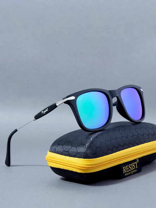 Polarised And UV Protected Silver Green Reflector Wayfarer Sunglasses For Men & Women- FunkyTradition
