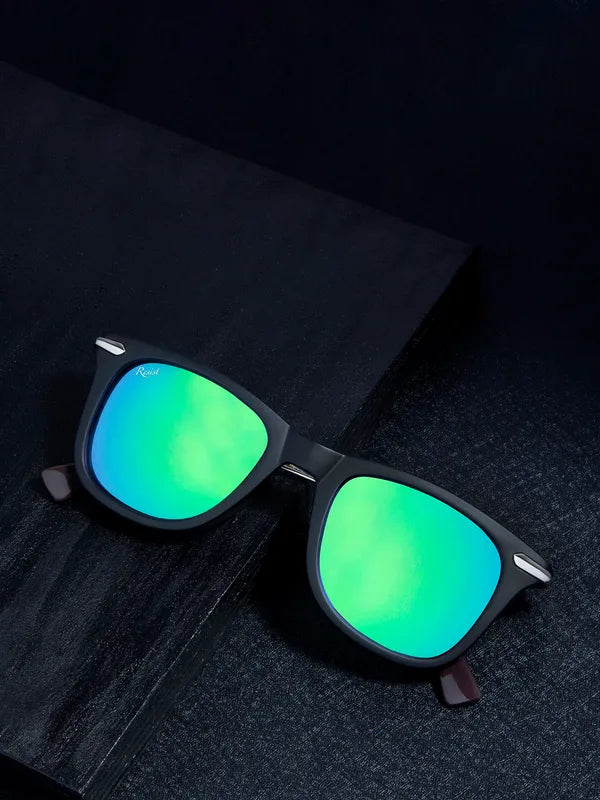 Polarised And UV Protected Silver Green Reflector Wayfarer Sunglasses For Men & Women- FunkyTradition