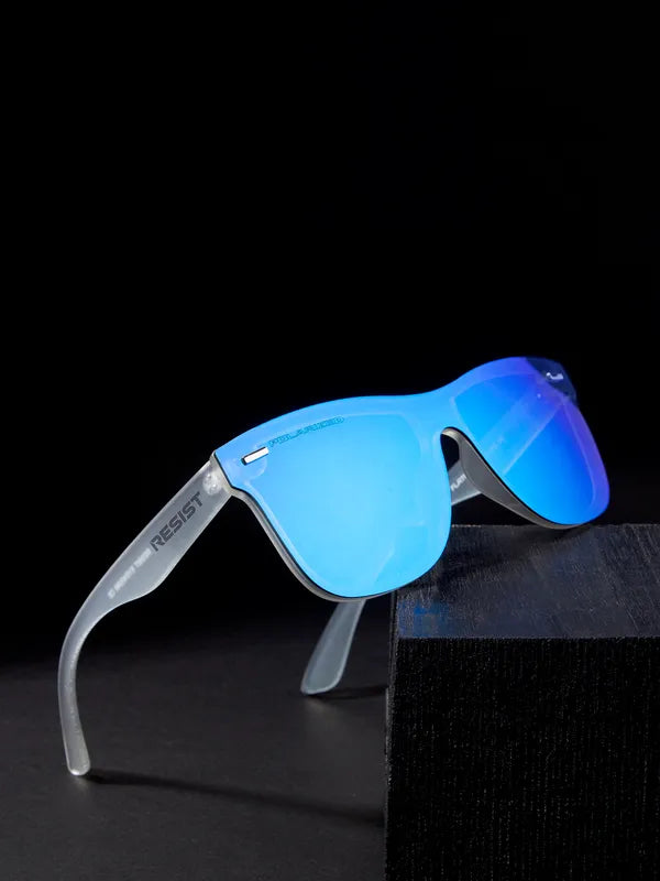 Polarised and UV Protected White Aqua Oceanic Blue Wayfarer Sunglasses For Men and Women-FunkyTradition