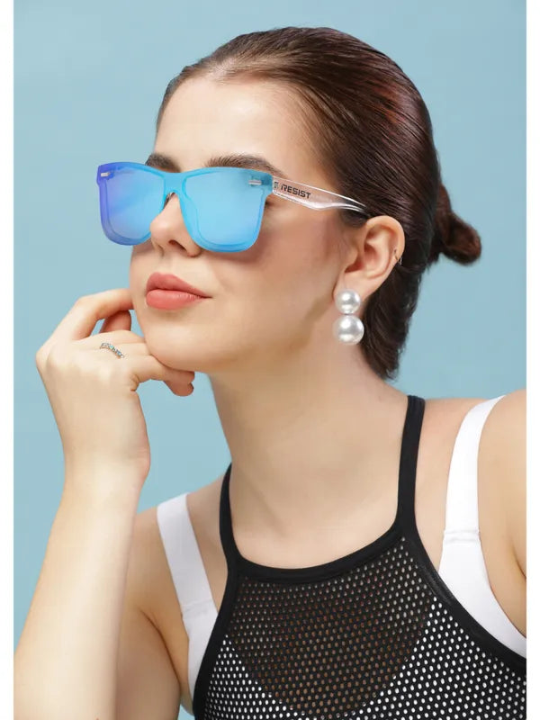 Polarised and UV Protected White Aqua Oceanic Blue Wayfarer Sunglasses For Men and Women-FunkyTradition