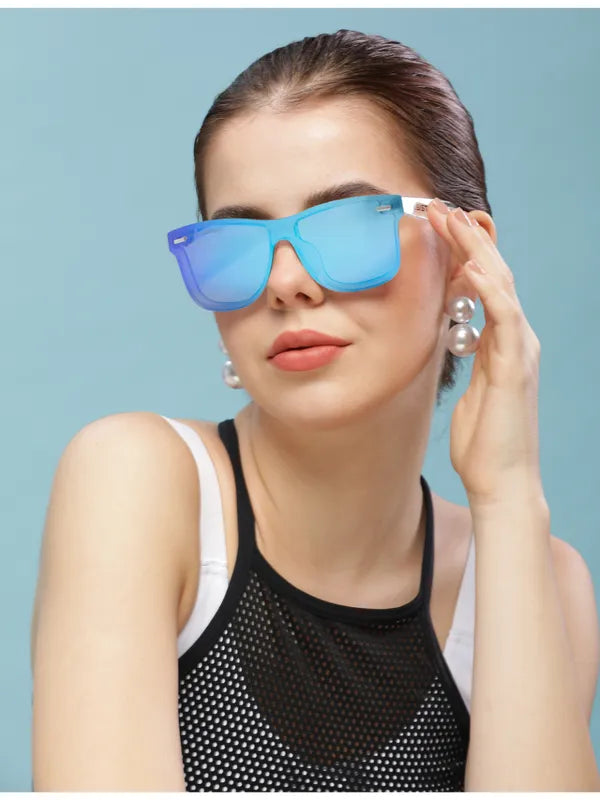 Polarised and UV Protected White Aqua Oceanic Blue Wayfarer Sunglasses For Men and Women-FunkyTradition