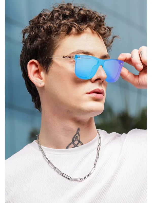 Polarised and UV Protected White Aqua Oceanic Blue Wayfarer Sunglasses For Men and Women-FunkyTradition