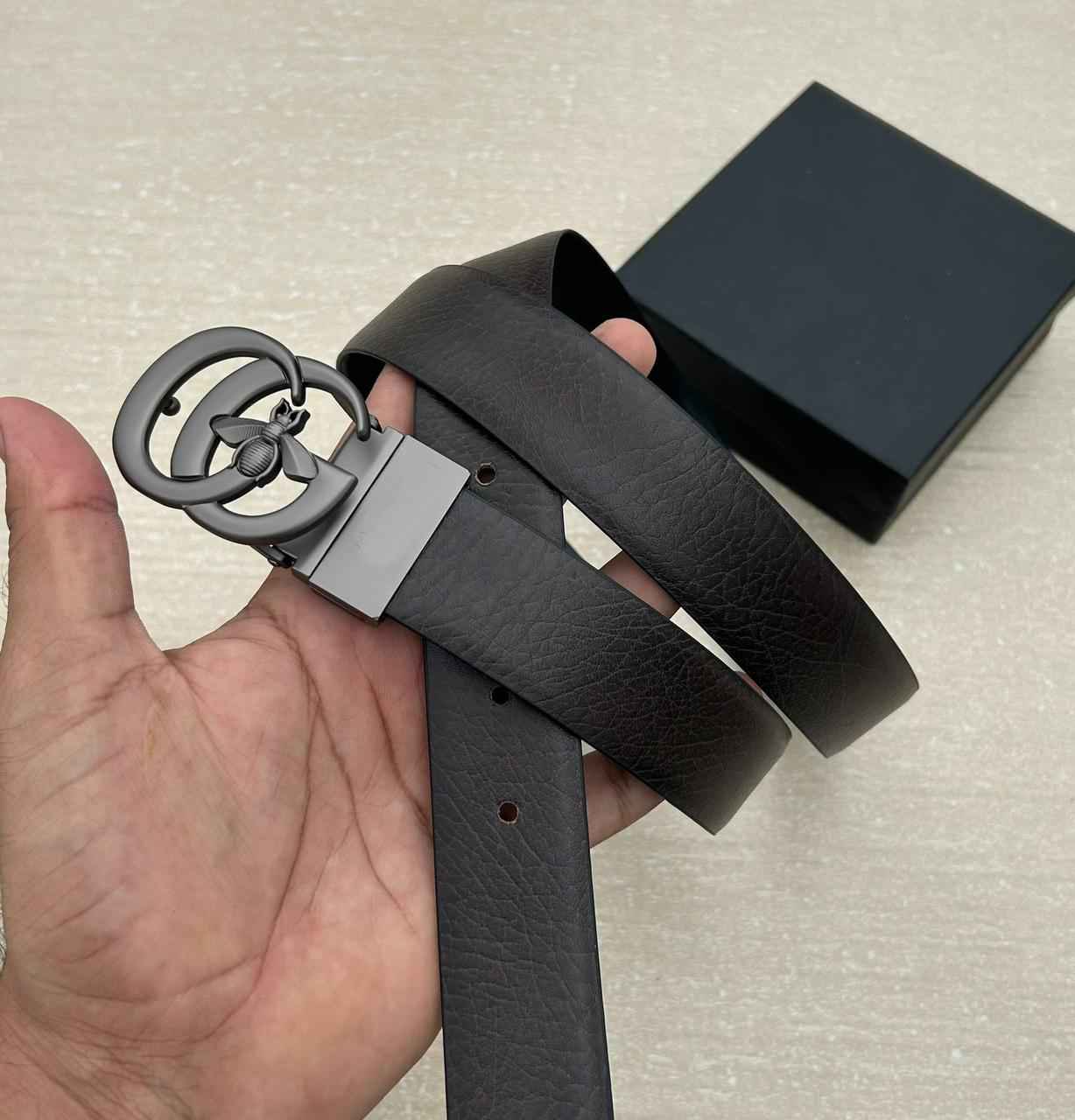 Premium Leather Belt with Double G Buckle- FunkyTradition