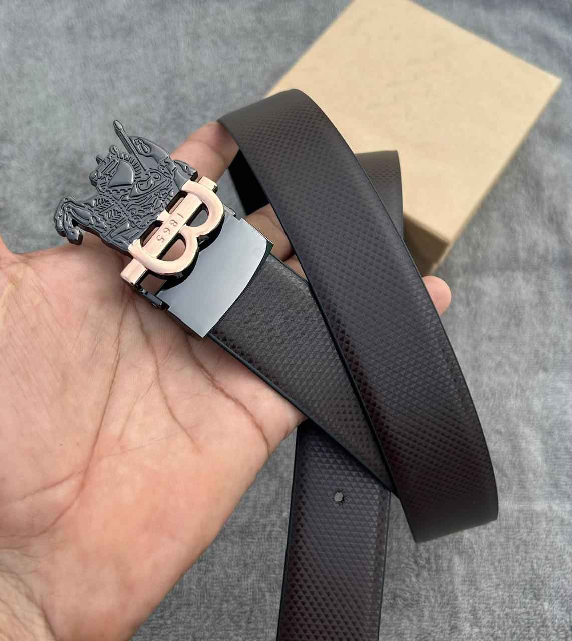 Premium Leather Belt with Signature Crest Buckle- FunkyTradition
