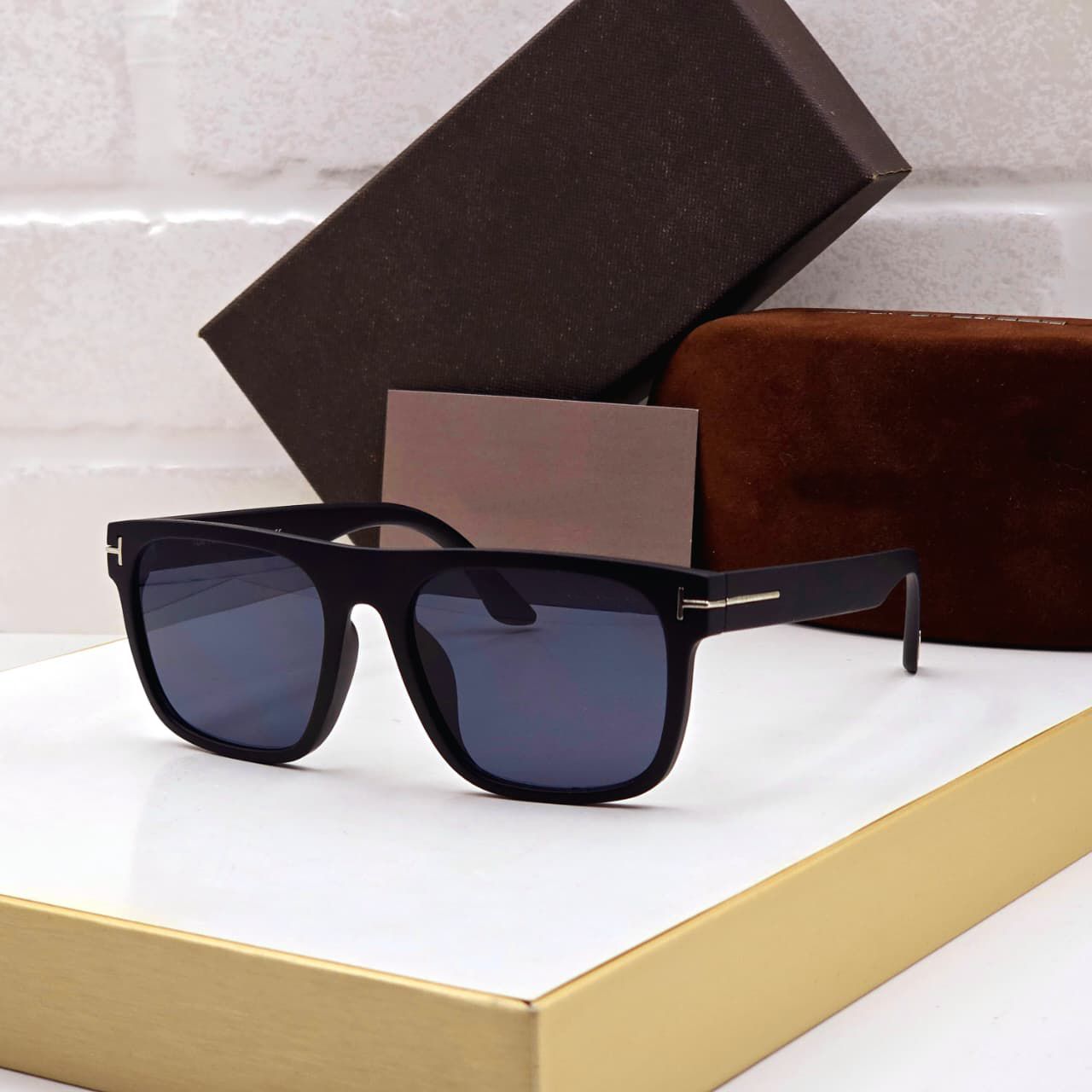 Premium Oversized Square Black Sunglasses with Gold Detailing – As Worn by Bobby Deol