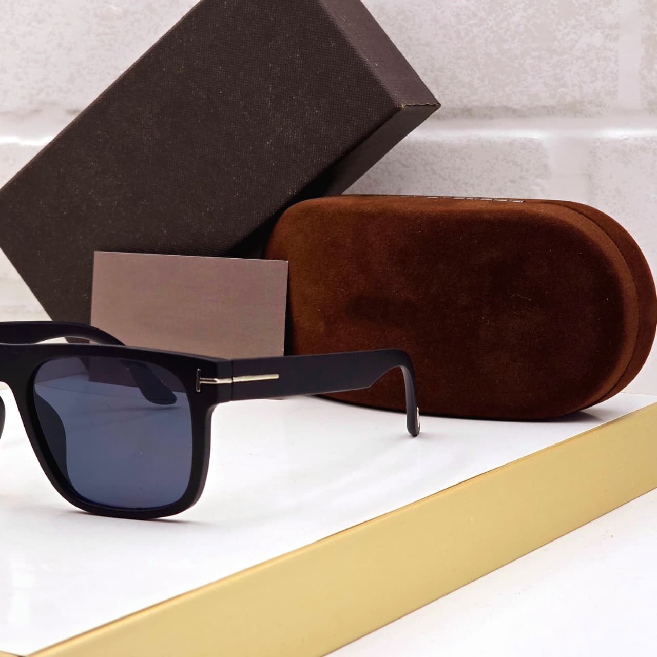 Premium Oversized Square Black Sunglasses with Gold Detailing – As Worn by Bobby Deol