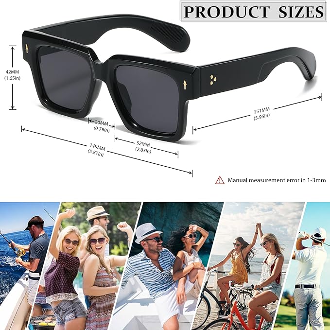 Premium Oversized Square Bobby Deol Inspired Sunglasses for Men – UV400 Protection, Stylish Black Frames