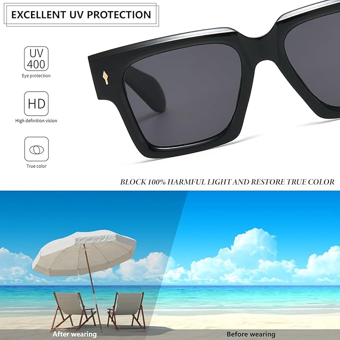 Premium Oversized Square Bobby Deol Inspired Sunglasses for Men – UV400 Protection, Stylish Black Frames