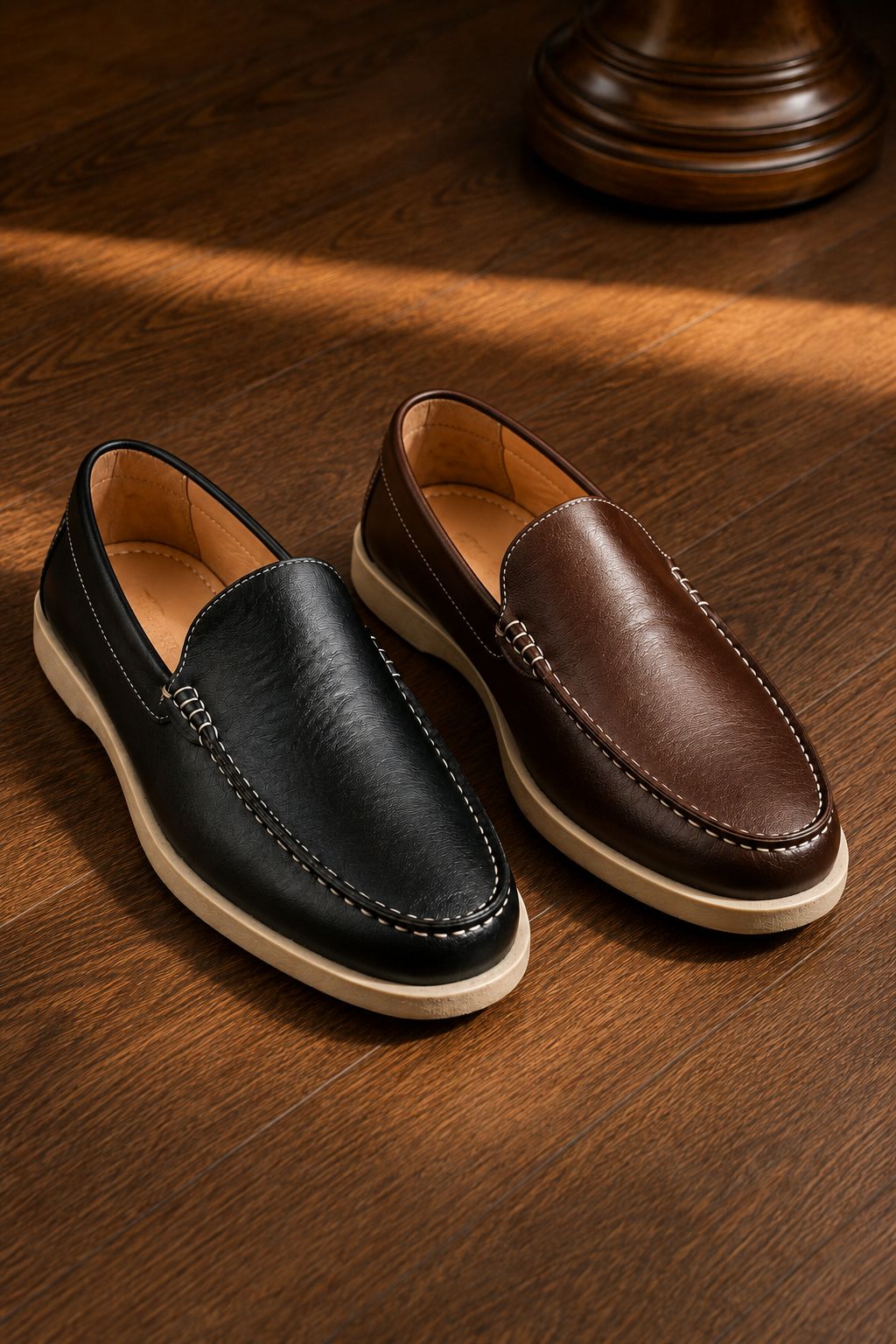 Premium faux leather upper with elegant minimalist finish