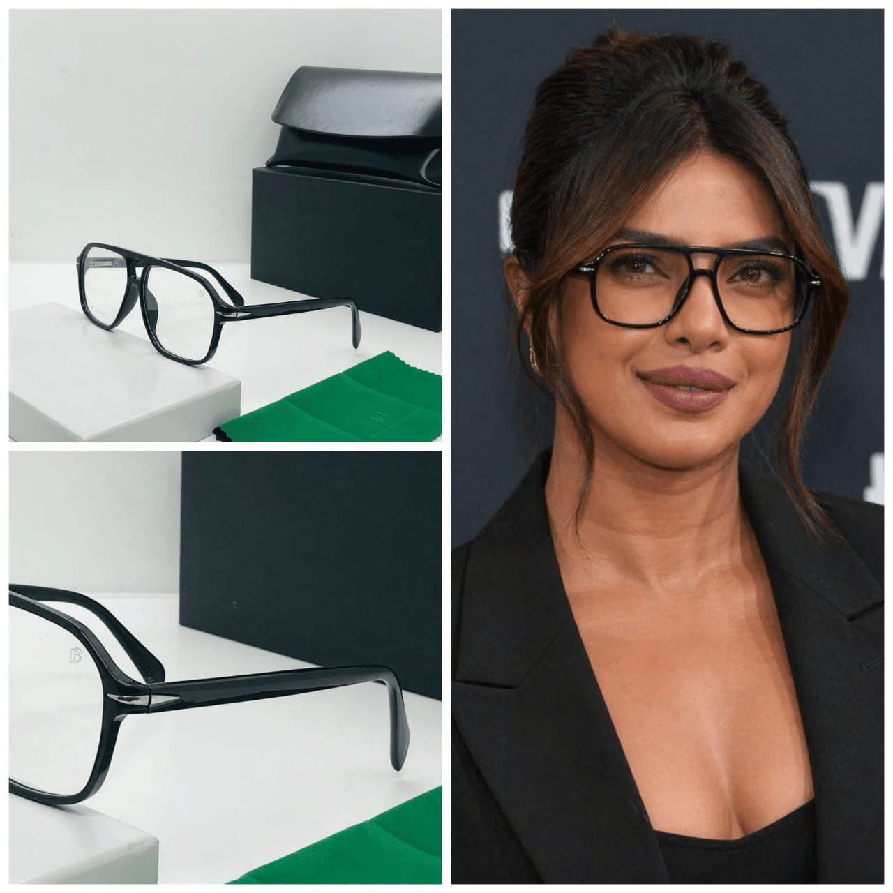 Priyanka Chopra inspired black oversized square eyeglasses