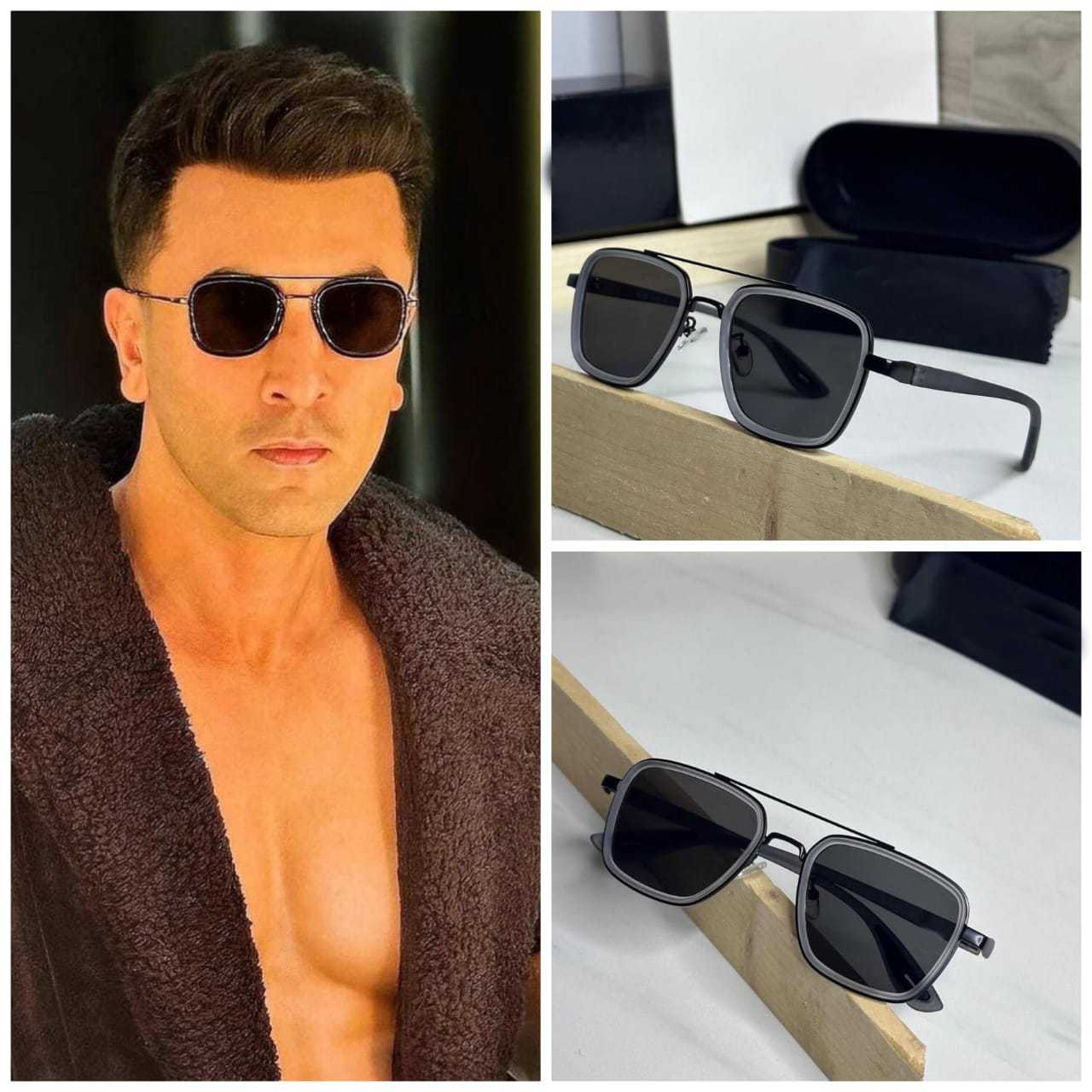 Ranbir Kapoor Style Square Aviator Sunglasses - Double Bridge