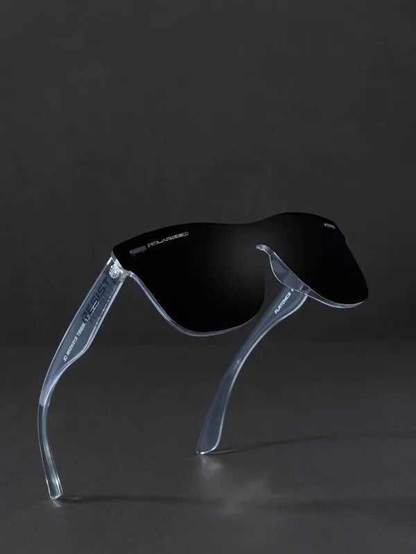 Rimless Polarised And UV Protected White Black Wayfarer Sunglasses For Men & Women- FunkyTradition