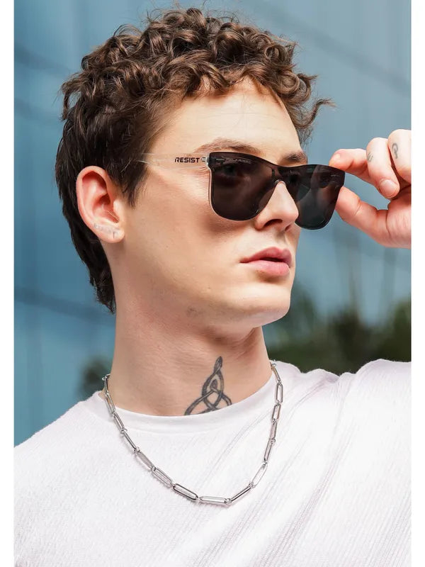 Rimless Polarised And UV Protected White Black Wayfarer Sunglasses For Men & Women- FunkyTradition