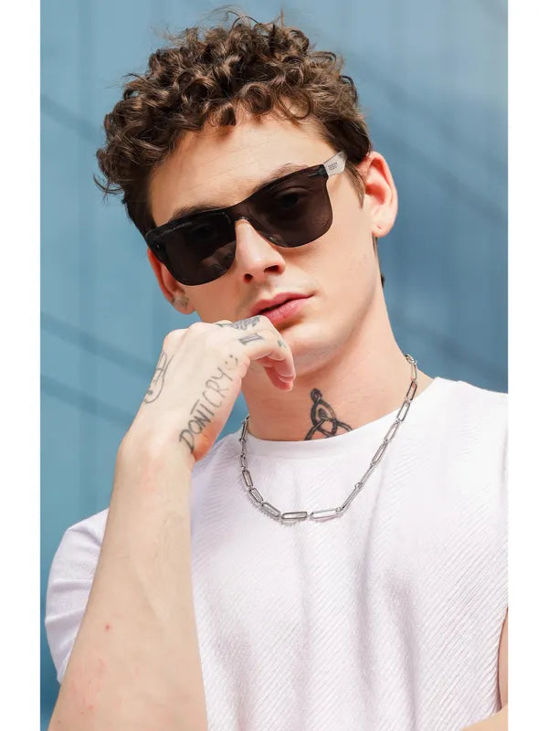 Rimless Polarised And UV Protected White Black Wayfarer Sunglasses For Men & Women- FunkyTradition