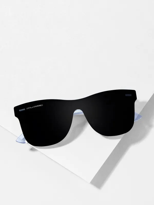 Rimless Polarised And UV Protected White Black Wayfarer Sunglasses For Men & Women- FunkyTradition