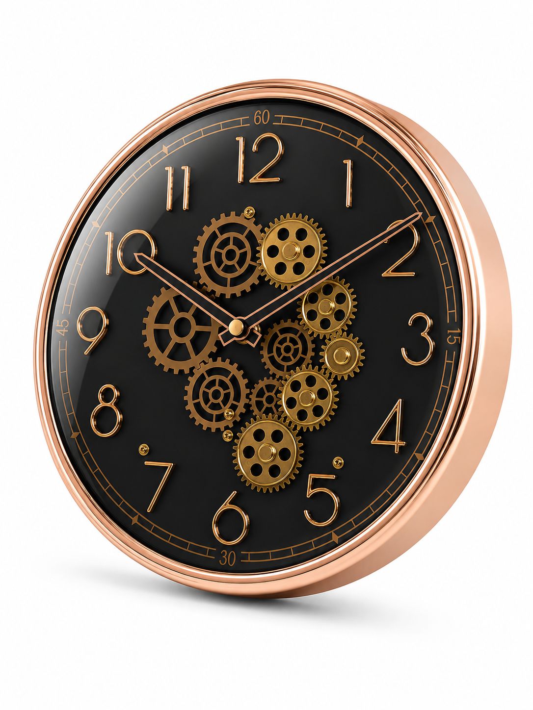 Rose Gold Decorative Wall Clock Side Profile Showing Premium Depth Design
