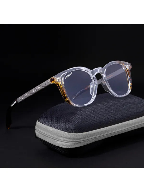 Round UV Protected White Brown Clear Wayfarer Sunglasses For Men & Women- FunkyTradition