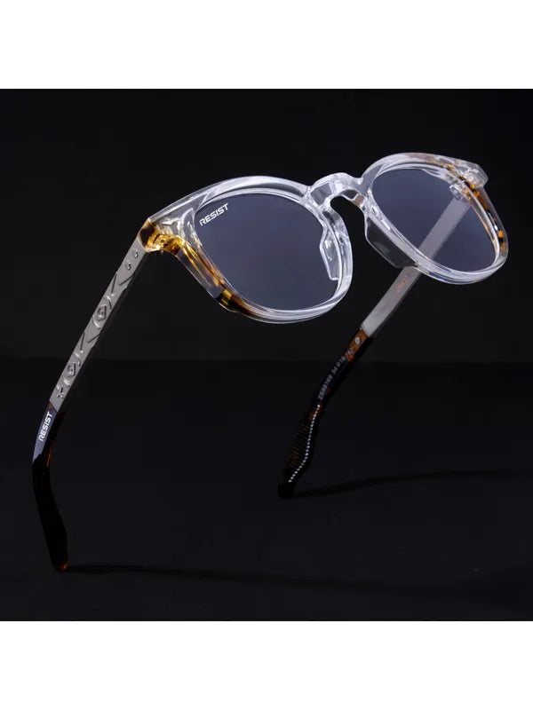 Round UV Protected White Brown Clear Wayfarer Sunglasses For Men & Women- FunkyTradition