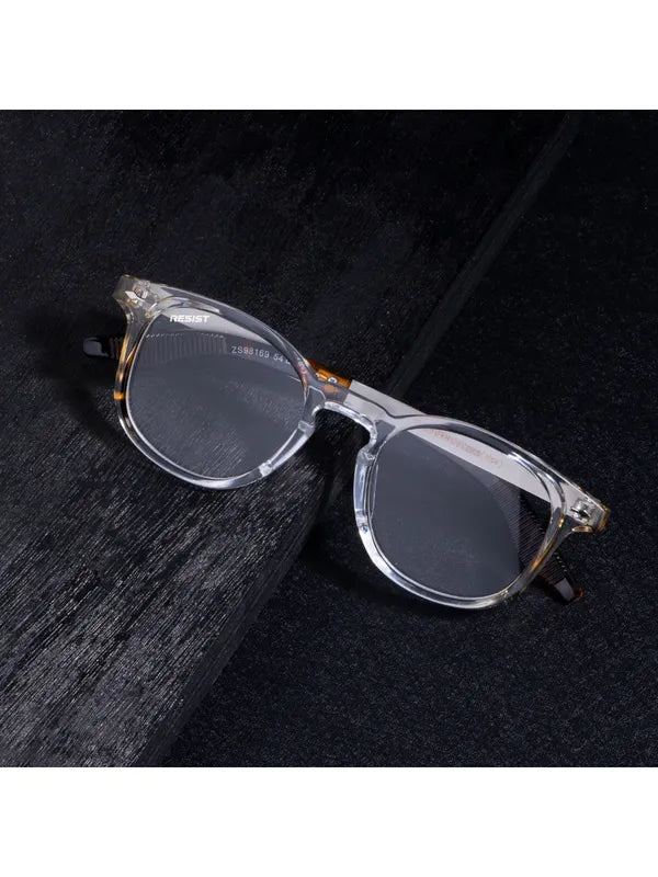 Round UV Protected White Brown Clear Wayfarer Sunglasses For Men & Women- FunkyTradition