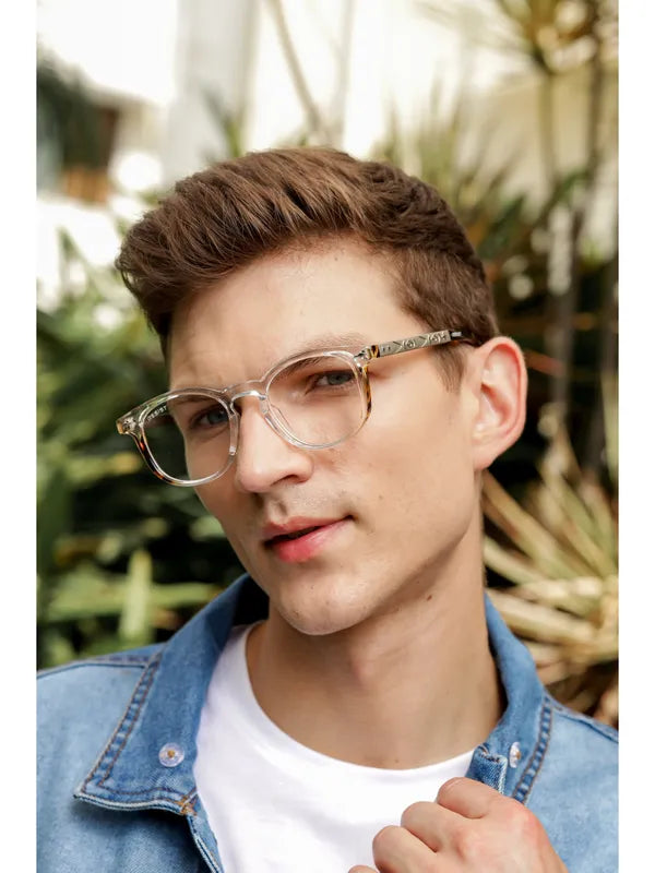 Round UV Protected White Brown Clear Wayfarer Sunglasses For Men & Women- FunkyTradition