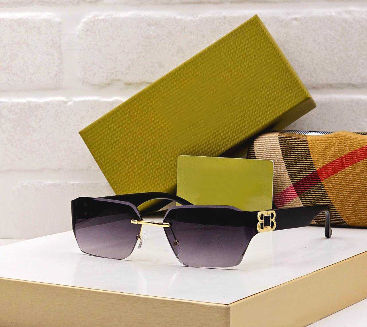 Luxury Semi-Rimless Square Sunglasses with Gold Side Detail - FunkyTradition
