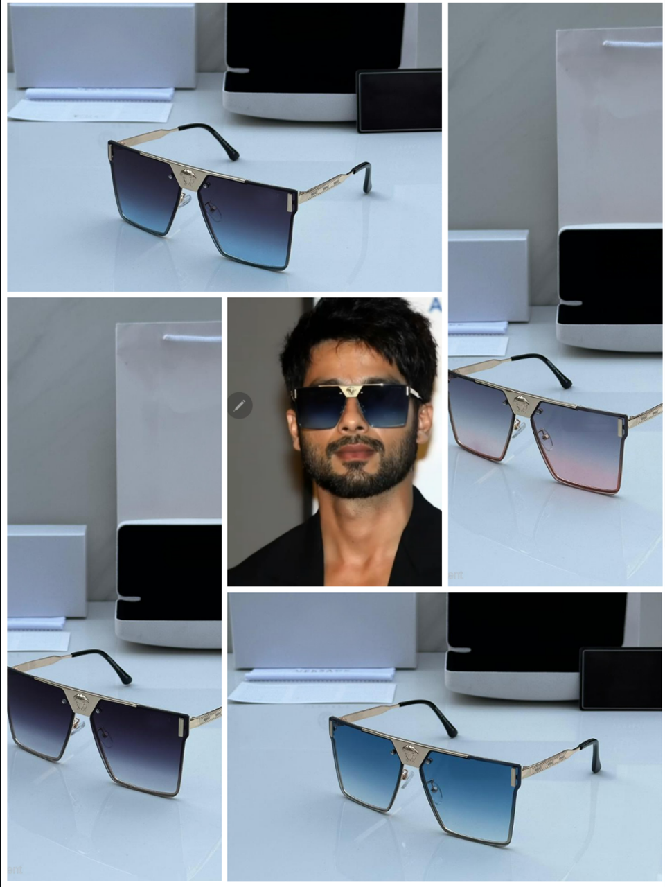 Shahid Kapoor wearing The Urban Edge Blue Gradient Square Sunglasses
