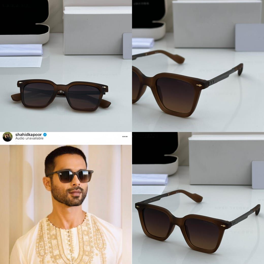 Shahid Kapoor wearing brown square sunglasses inspired design