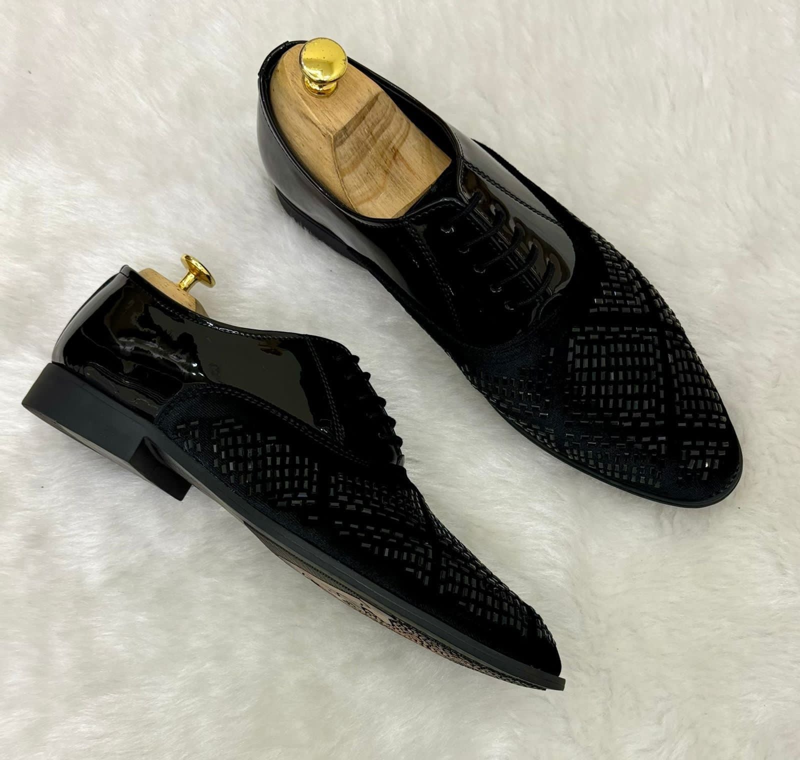 Studded Mirror Work Black Mens Party Wear Premium Quality Formal Shoes - FunkyTradition