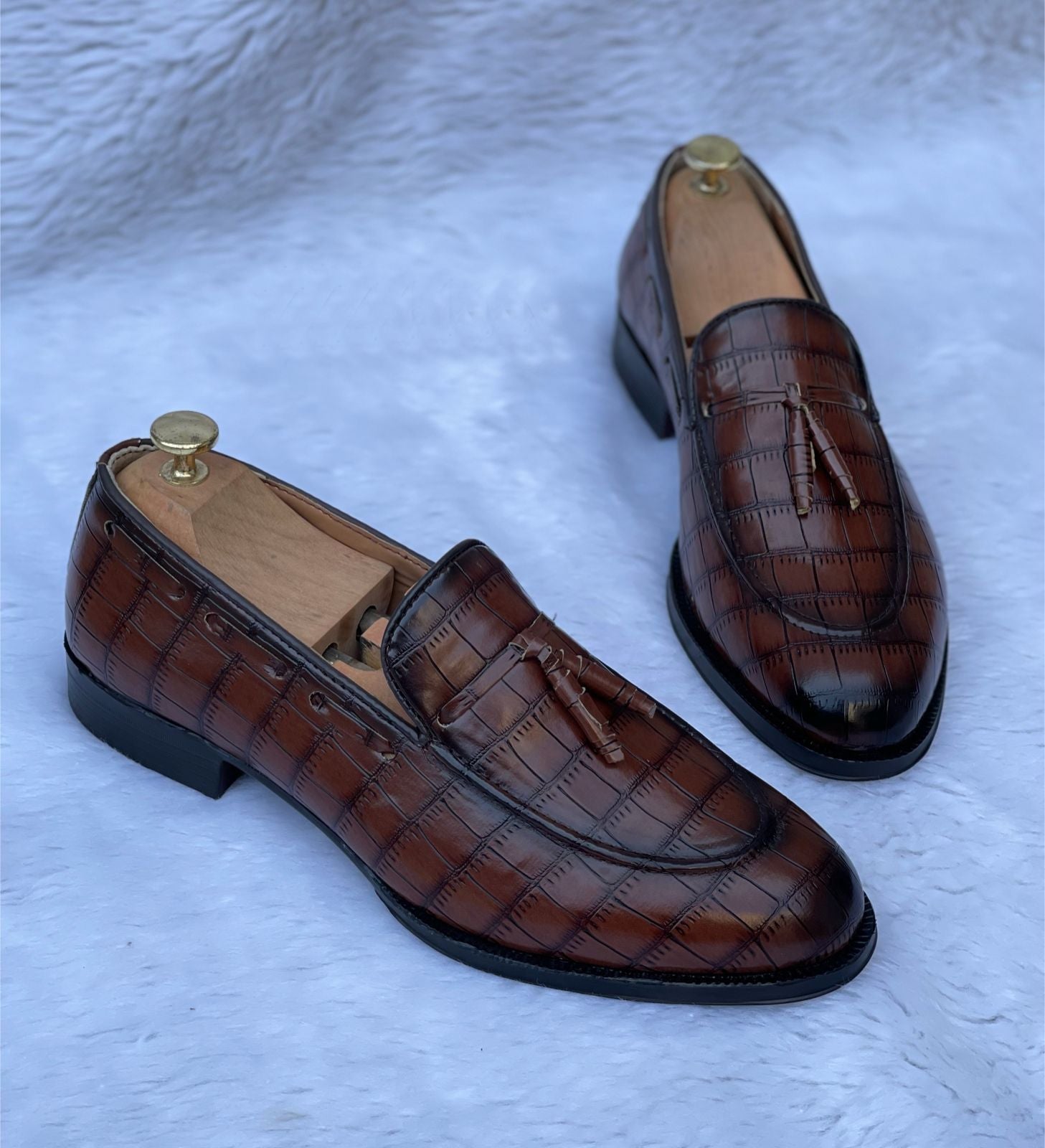 Stylish Pattern Moccasin Black, Brown and Tan Loafer For Office Wear And Casual Wear- FunkyTradition