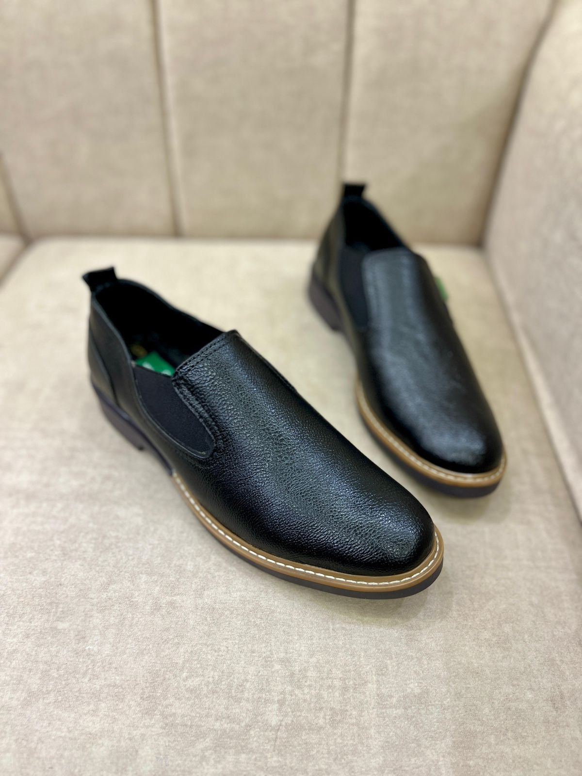 Stylish Black Suede Faux Leather Slip-On Loafer with Black TPR Sole, Men's Formal Shoe India