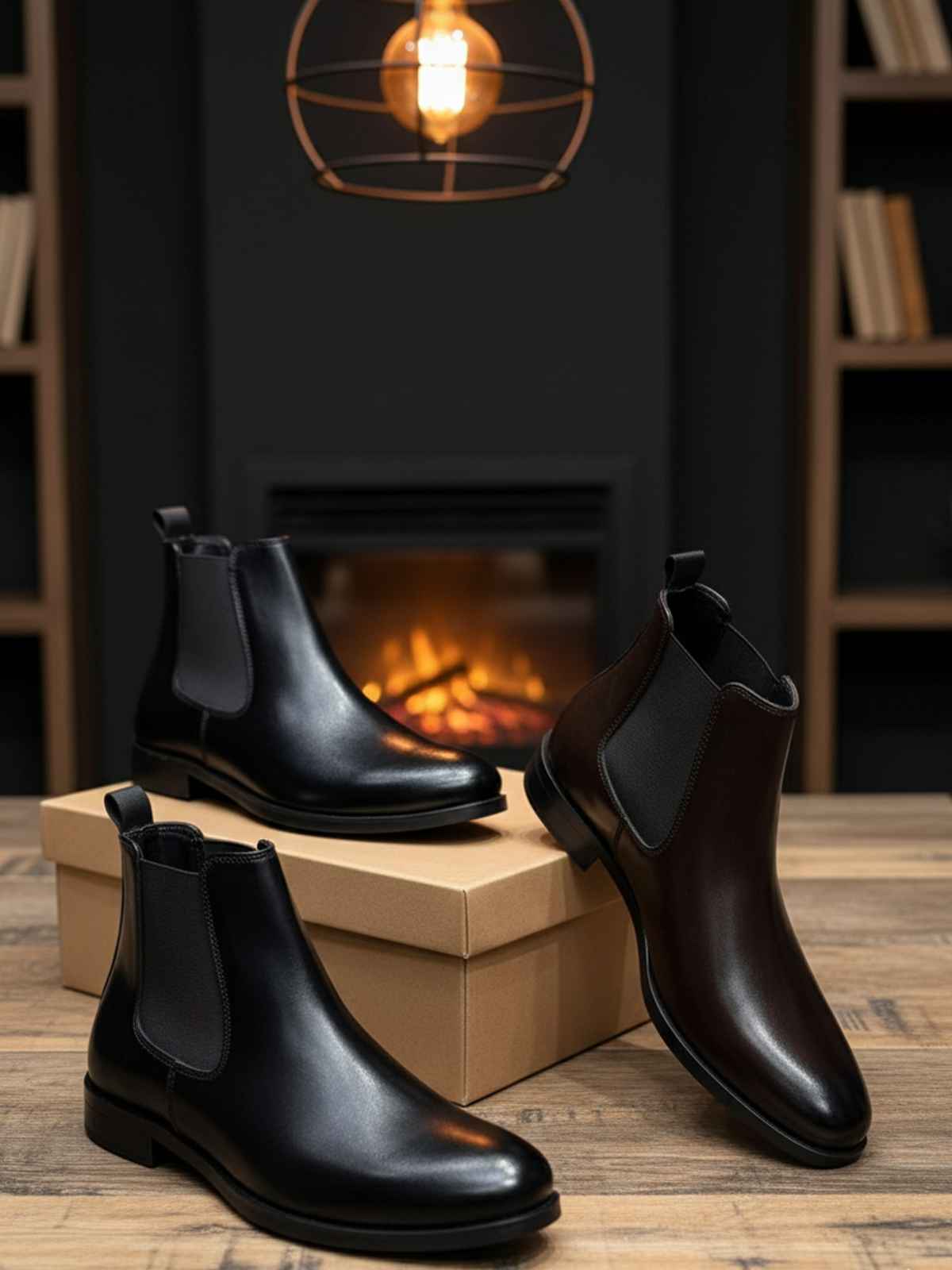 Stylish Black and Brown Faux Leather Chelsea Boots, FunkyTradition men's footwear