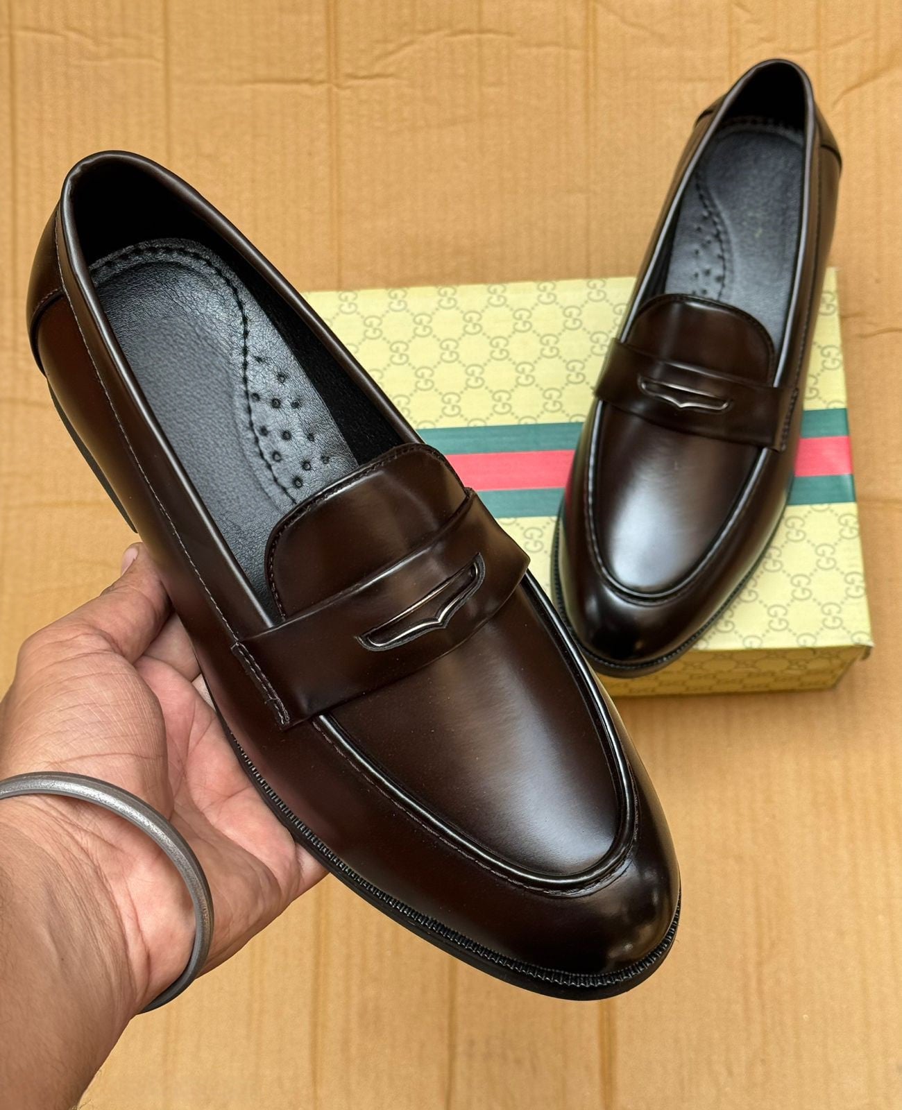 Stylish Brown Slip-On Loafers with Cushioned Insole - FunkyTradition Footwear