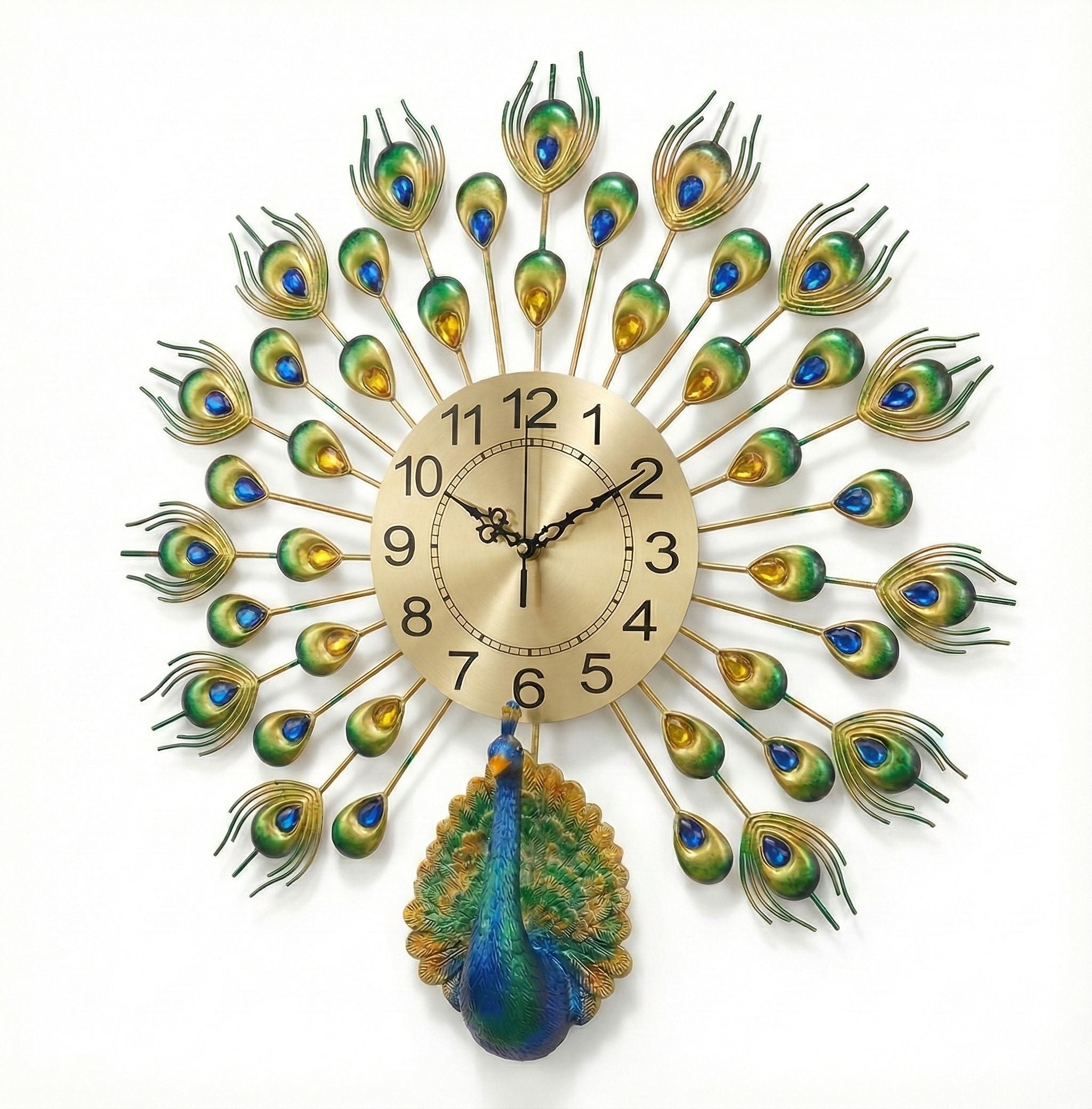 Premium Peacock Design Decorative Wall Clock for Home Decor - Big Size (55cm x 55cm)