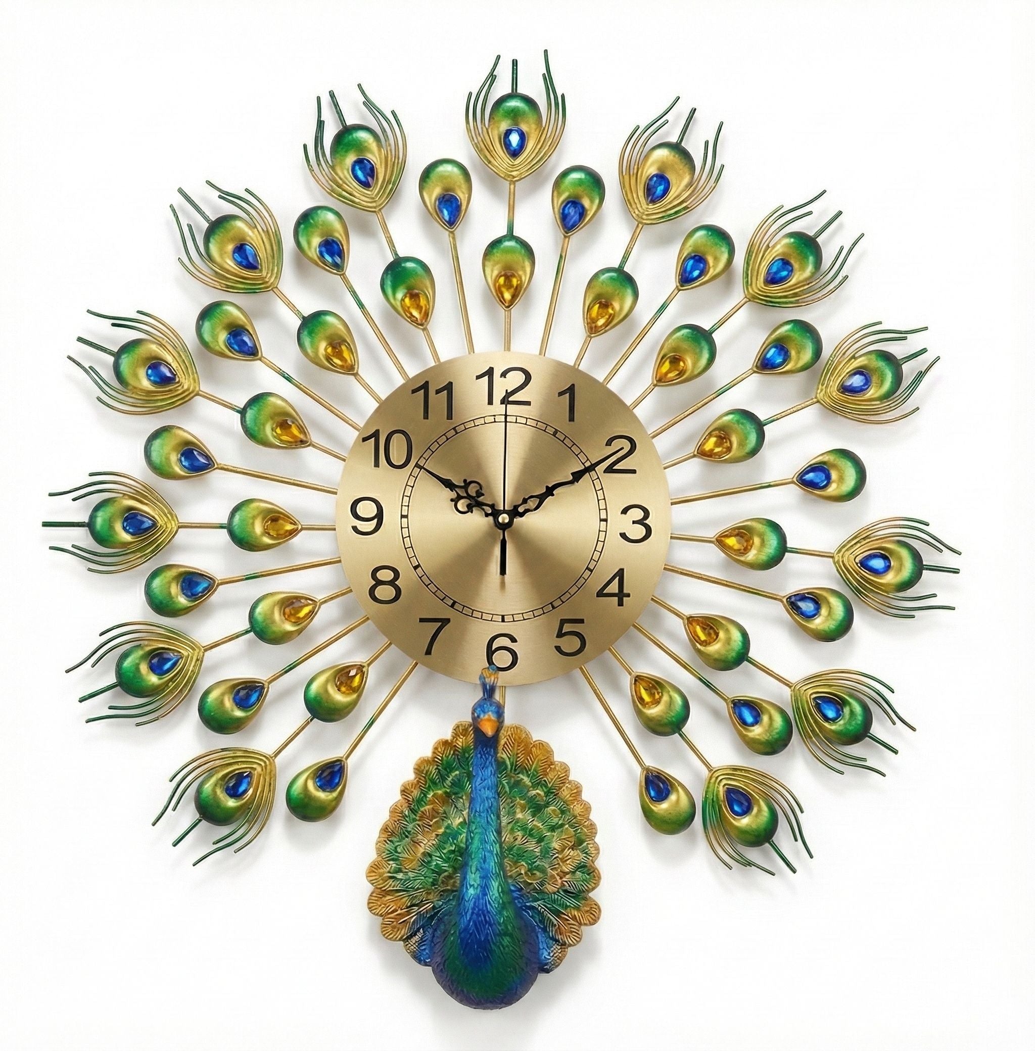 Premium Peacock Design Decorative Wall Clock for Home Decor - Big Size (55cm x 55cm)