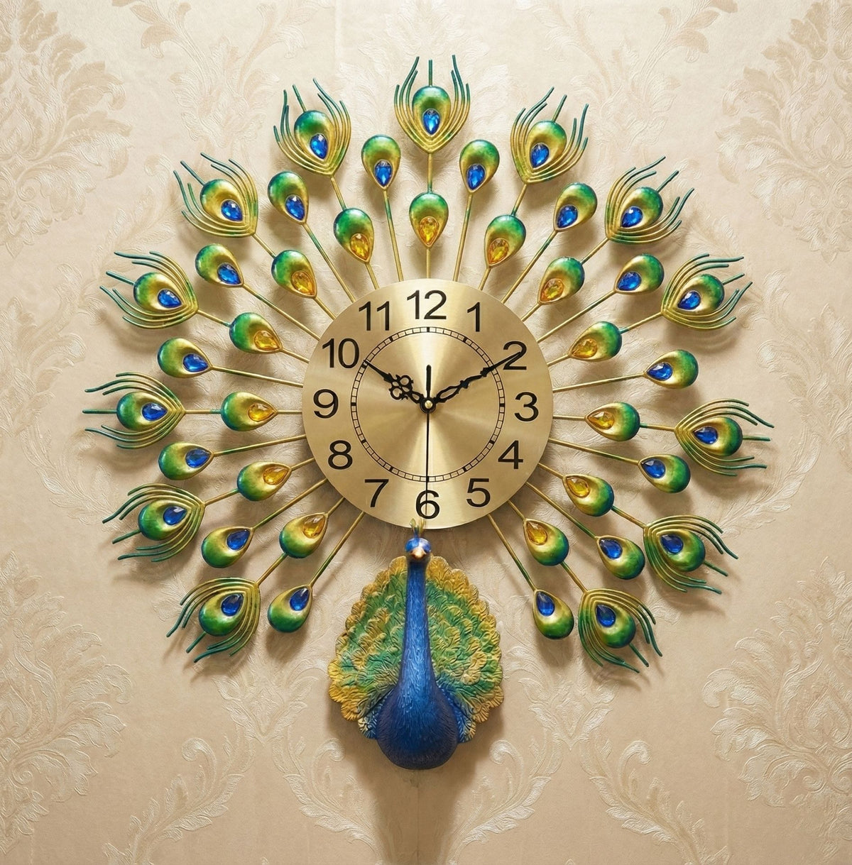 Premium Peacock Design Decorative Wall Clock for Home Decor - Big Size (55cm x 55cm)