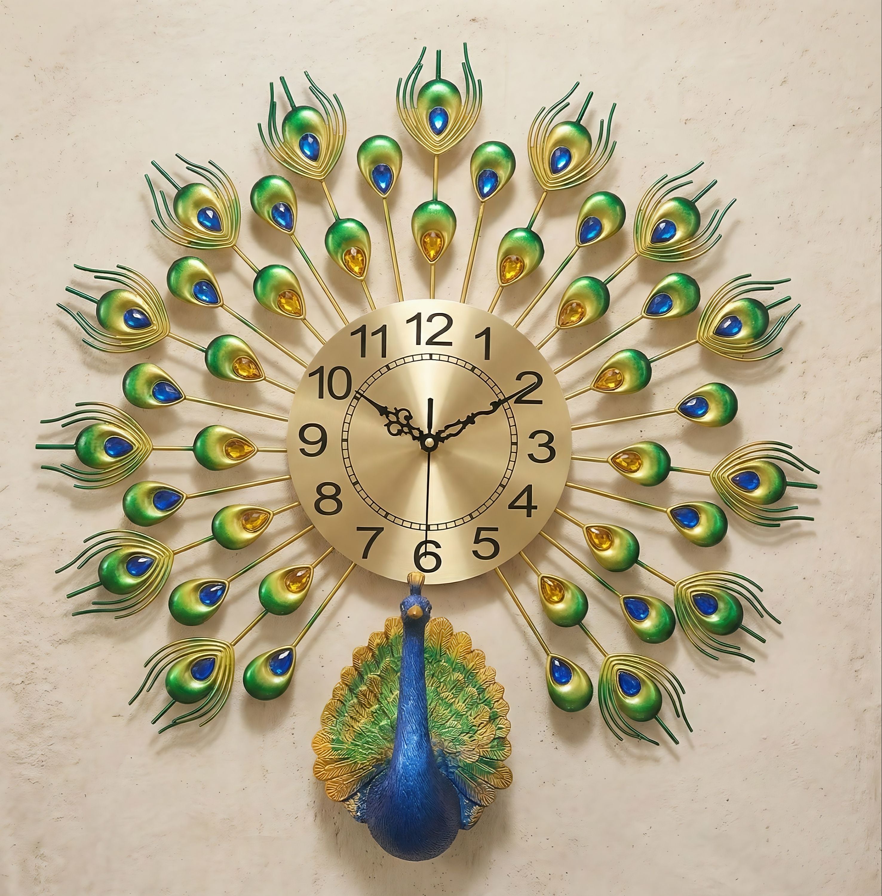 Premium Peacock Design Decorative Wall Clock for Home Decor - Big Size (55cm x 55cm)