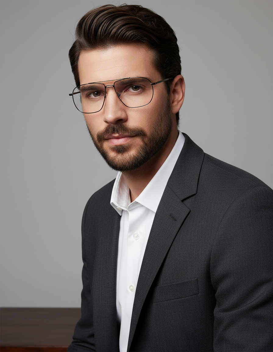Lightweight Gunmetal Metal Eyeglasses | Stylish Thin Frame Spectacles for Men & Women