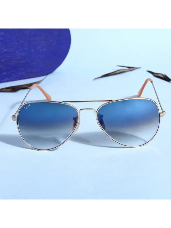 UV-Protected Gold Blue Gradient Aviator Sunglasses for Men & Women- FunkyTradition